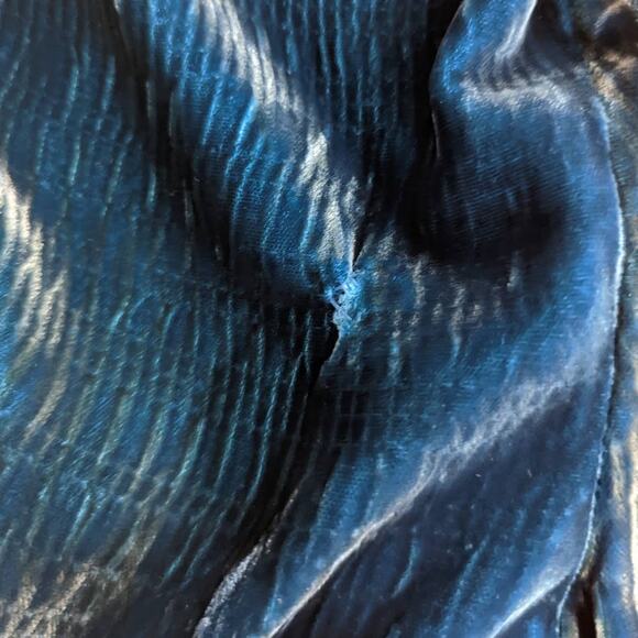 Alberta Ferretti Blue Velvet Sleeveless Wrap Dress Size 8 Women's Preowned FLAWS - Picture 8 of 9